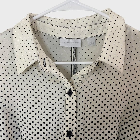 New York & Company Sleeveless Ombre Polkadot Blouse Women's Medium Black & White - Picture 5 of 12